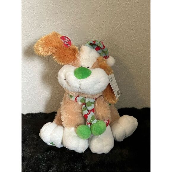 Cuddle Barn Christmas Animated Singing Stuffed Animal Dog Puppy